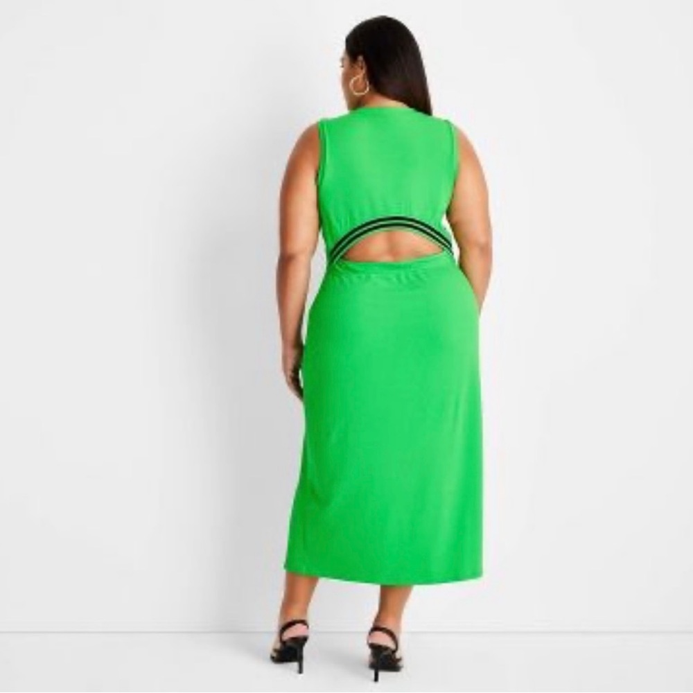 Future Collective Kahlana Barfield Brown Sleeveless Ribbed Cut-Out Dress - Picture 2 of 9